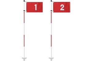 IHOMEPARK Golf Flagstick for Yard, Golf Flag for Putting Green, Portable 5-Section Design Golf Pin Flag for Backyard Practice