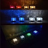 SurSync Waterproof Solar Path Lights Color Changing(RGB) Ice Cube Lamp LED Frosted Glass Brick Rock Lamp In-groud Buried Lights for Indoor &Outdoor 3Pack