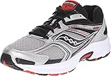 Saucony Men's Cohesion 9 Running Shoe, Silver/Black/Red, 11.5 M US