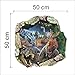 Wall Decor Stickers 3D Dinosaur Removable Wall Art Easy Stick&Peel Break The Wall Dinosaur Decals for Kids Boys Girls,19.7 X 19.7 Inch