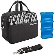 Lekebaby Breast Milk Cooler Bag with Contoured Ice Pack Fits 6 Breastmilk Baby Bottles Baby Bottle Cooler Bag for Nursing Mothers, Black