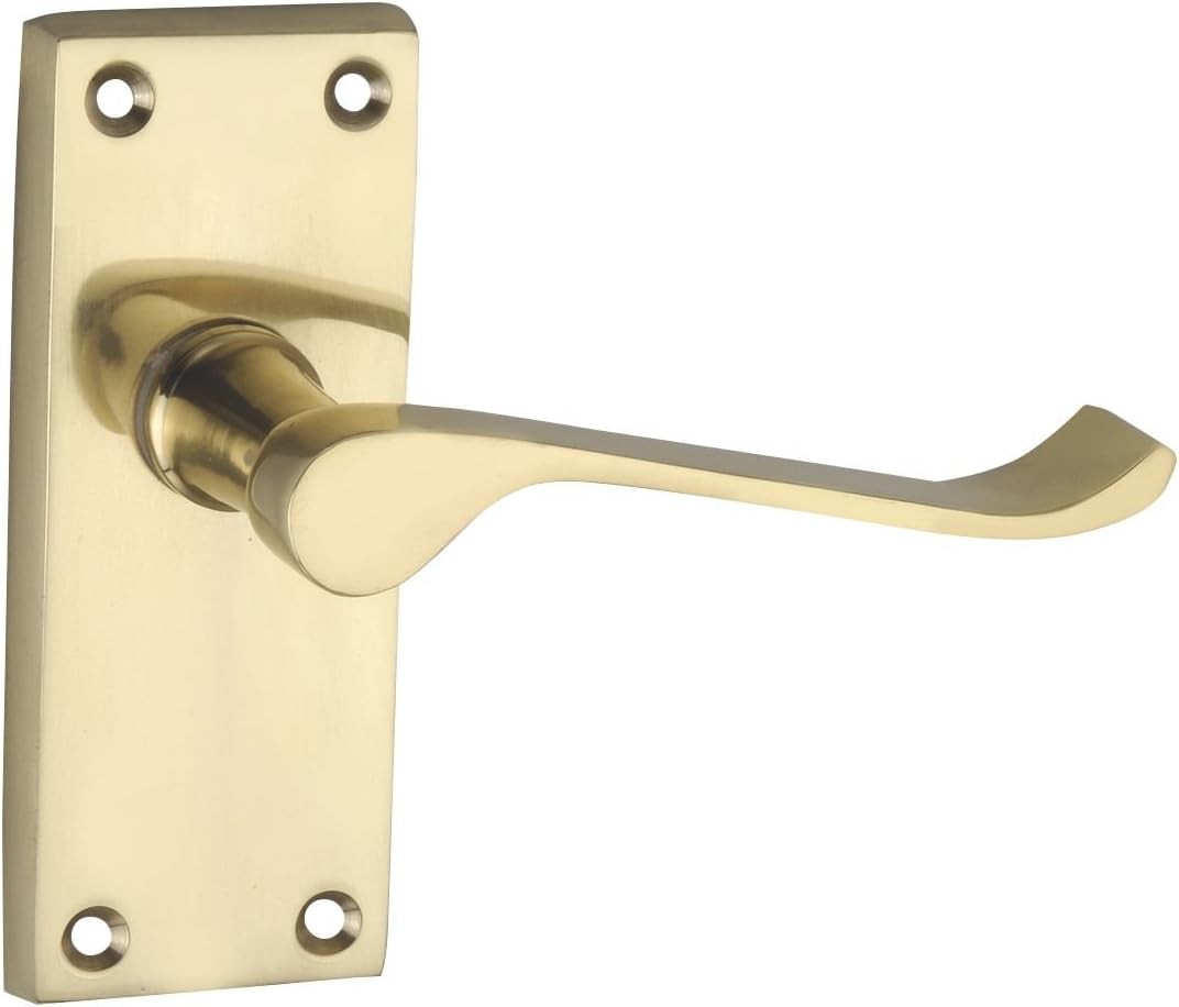 Smith & Locke Short Victorian Latch Door Handles Pair Polished Brass
