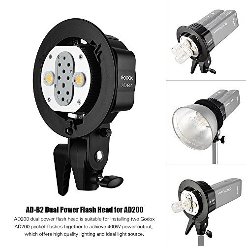 Godox WITSTRO AD-B2 AD200 Dual Power BlitzKopf Bowens Mount Double Tube Flash Head Halterung für AD200 Portable Flash Speedlite – Bild 6