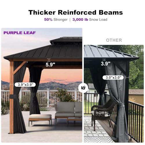PURPLE LEAF 10x14 Hardtop Gazebo with Aluminum Frame, Ventilated Steel Roof & Detachable Curtains image 28