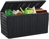 Deuba Marvel+ by KETER 270 L Garden Storage Box Wood Effect Anthracite view 1