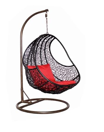 S K Modern Art Hanging Swing with Stand Single Seater with Cushion