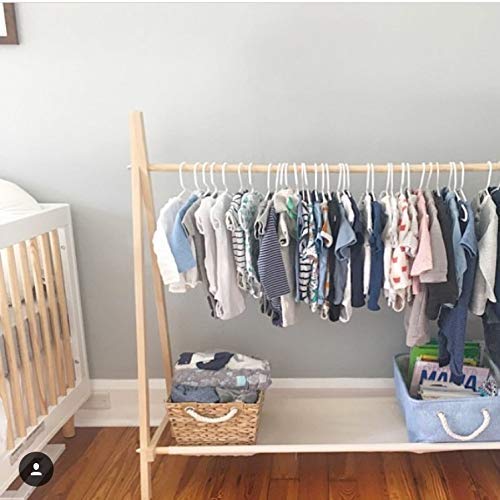 Clothing Rack, Dress Up Storage, Childrens Decor, Kids Clothing, Garment Rack, FOLDS UP, 48x38 inch Tall Wooden Rack With Storage Shelf