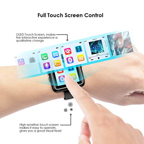MP3 Player, Gueray 8GB Bluetooth MP3 Player with Clip Sport Watch Strap Full Touch Screen Portable Music Player Supports FM Radio Voice Recorder Video E-Book TF Card up to 128GB
