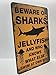 Funny HAHA USA Shark and Jellyfish Warning Funny Metal Sign 7.75 x 11.75