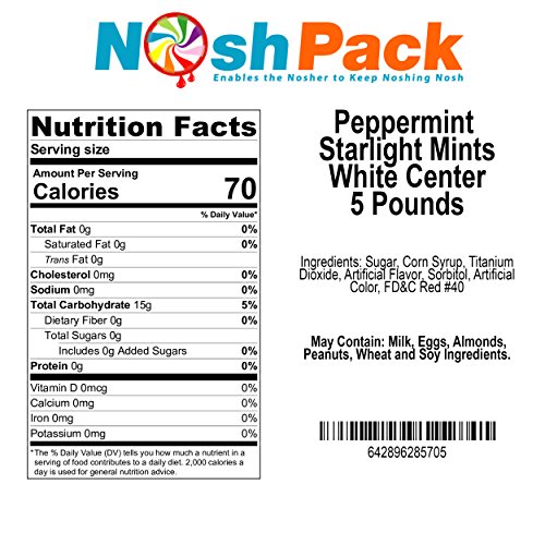 Nosh Pack Peppermint Starlight Mints White Center Individually Wrapped Candy Bulk (5 LB) - //medicalbooks.filipinodoctors.org