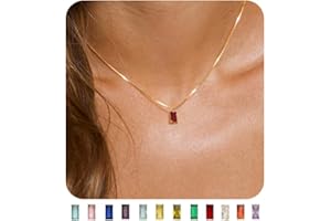 FUNEIA Diamond Necklaces for Women 14K Gold Plated Emerald Birthstone Necklace for Women Mothers Dainty Gold Necklace Blue Green Cubic Zirconia Pendant Necklace Birthday Gifts for Women Jewelry