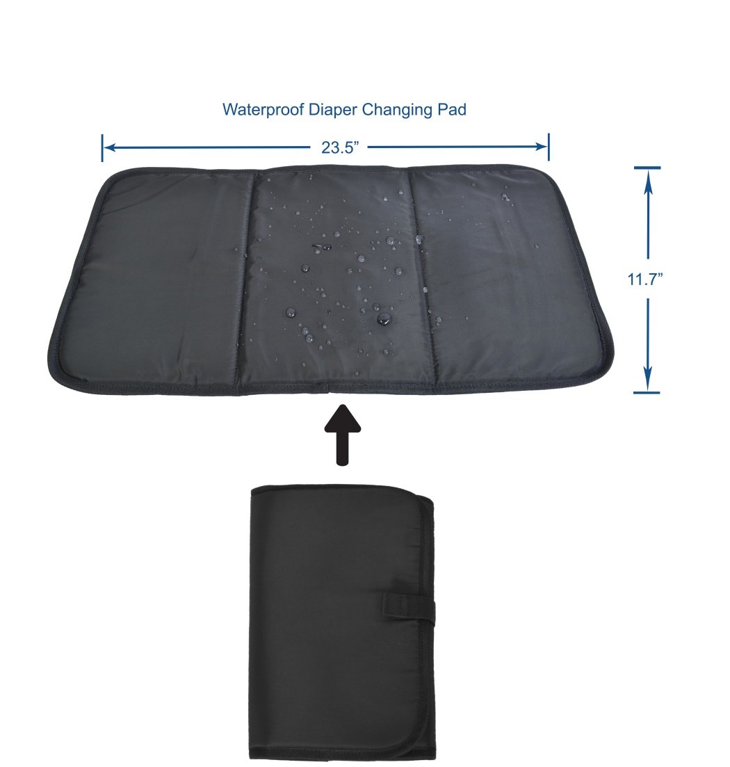 Terra Baby Diaper Bag Backpack Organizer with Stroller Straps and Changing Pad, Black