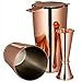 Copper Boston Cocktail Shaker, 4-Piece Set: 18oz & 28oz Weighted Cocktail Shakers, Cocktail Strainer and Double Jigger (0.5oz - 2oz), 18/8 Stainless Steel Cocktail Set with Recipes and Greeting Card