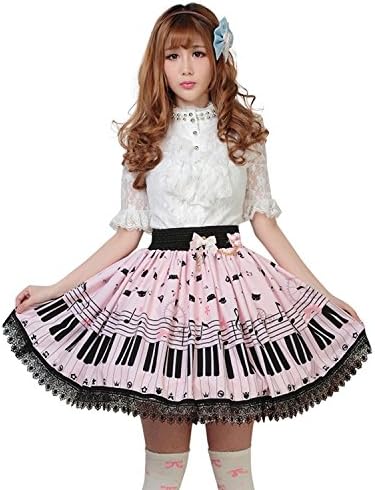 Amazon.com: Hugme Pink Polyester Lace Piano Keybord Printed Lolita