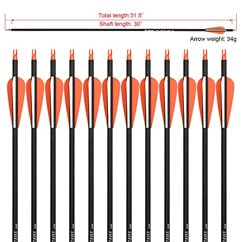 Musen 28"/30" Carbon Archery Arrows, Shaft Spine 500 with Removable