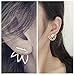 Finrezio 4 Pairs Lotus Flower Bar Stud Earrings for Women Girls Cuff Earrings Ear Jackets Stud Earrings (A:Silver and Gold)