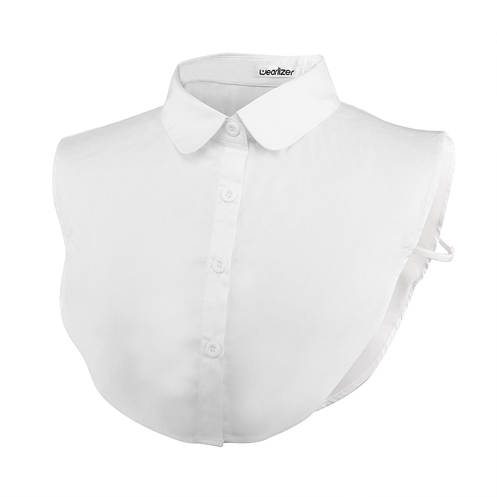 Wearlizer Women's Fake Half Shirt Blouse Collar Detachable Collar Unisex Tie White (White)