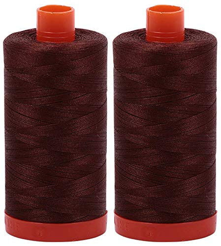 2-Pack - Aurifil 50WT - Chocolate (2360) Solid - Mako Cotton Thread - 1422 Yards Each