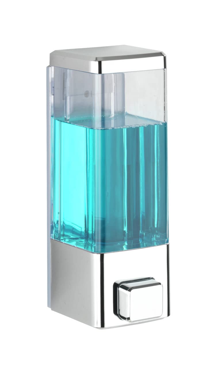 WENKO Peanut Beige Liquid Soap Dispenser Capacity 0.24 L, Chrome, Glossy Silver, 1