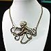 Vintage Steampunk Nautical Style Antiqued Bronze Octopus Necklace 28 inch Long Chain