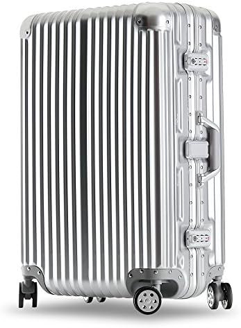 Kroeus ABS+PC Trolley Luggage Suitcase Lightweight Hardshell with TSA Lock Dual Mute Spinner Wheels Silver 24 Inch