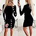 Women’s Midi Pencil Dresses – Ladies Casual Long Sleeve Button Trim Bodycon Dress for Partythumb 1