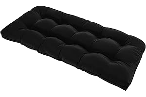 LOVTEX Tufted Bench Cushions for Outdoor Furniture, 48 x 18 InchesPatio Swing Cushions Black - Overstuffed Indoor/Outdoor Lov