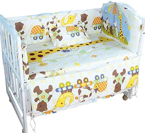 Dingtuo 5pcs Baby Cot Bed Bumper Wrap Around Protection Head Guard Nursery Bedding Set Backrest/Mattress/Long bumper/Short bumper/Pillow