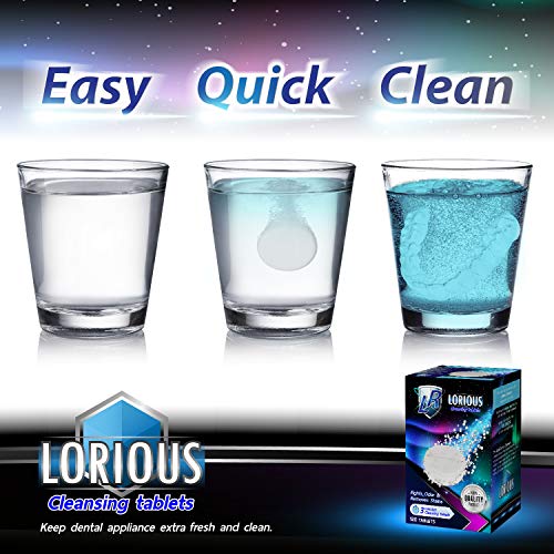 LORIOUS 120 Retainer Cleaner and Denture Cleaner Tablets for 4 Months Supply, Remove Bad Odor, Plaque, Stains from Invisalign, Braces, Aligner, Sport Mouthguard, Dental Night Guard for Grinding Teeth