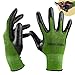 Bamboo Gardening Gloves - Ultra Grip, Nitrile Protective Coating Against Cuts Barehand Work Glove for Gardening, Fishing, Clamming, Restoration Work Thin Safety (Large)