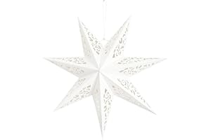 Yeekea Hollow Out Paper Star Lantern Hanging Star Lampshade Decoration for Weddings Christmas Holiday Birthday Party Celebration (White)
