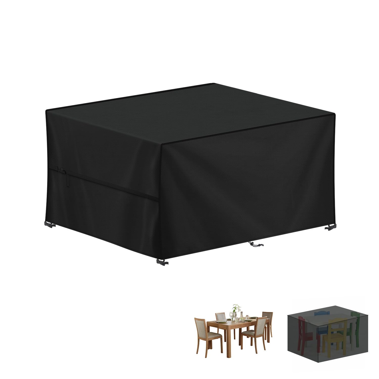 LAMUNI Outdoor Garden Table Cover Rectangular Garden Furniture Covers Waterproof Patio Table Covers Anti-UV Rattan Sofa Set Cover Windproof 420D Oxford Patio Covers for Outdoor Furniture, 120x80x75cm