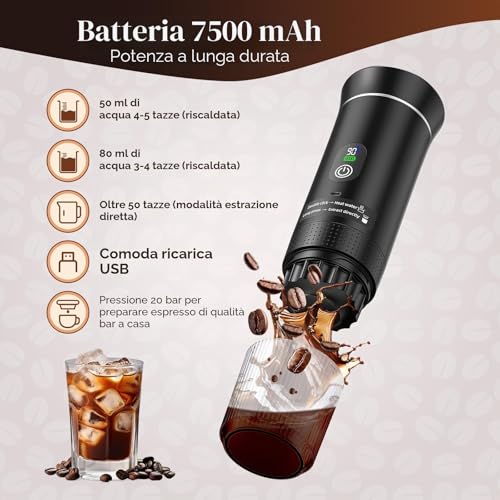 GJCrafts Portable Coffee Maker, 3 in 1 Battery Operated Espresso Machine, Compatible with Capsule and Ground Coffee, RV Gadgets and Camping Gifts (Black)