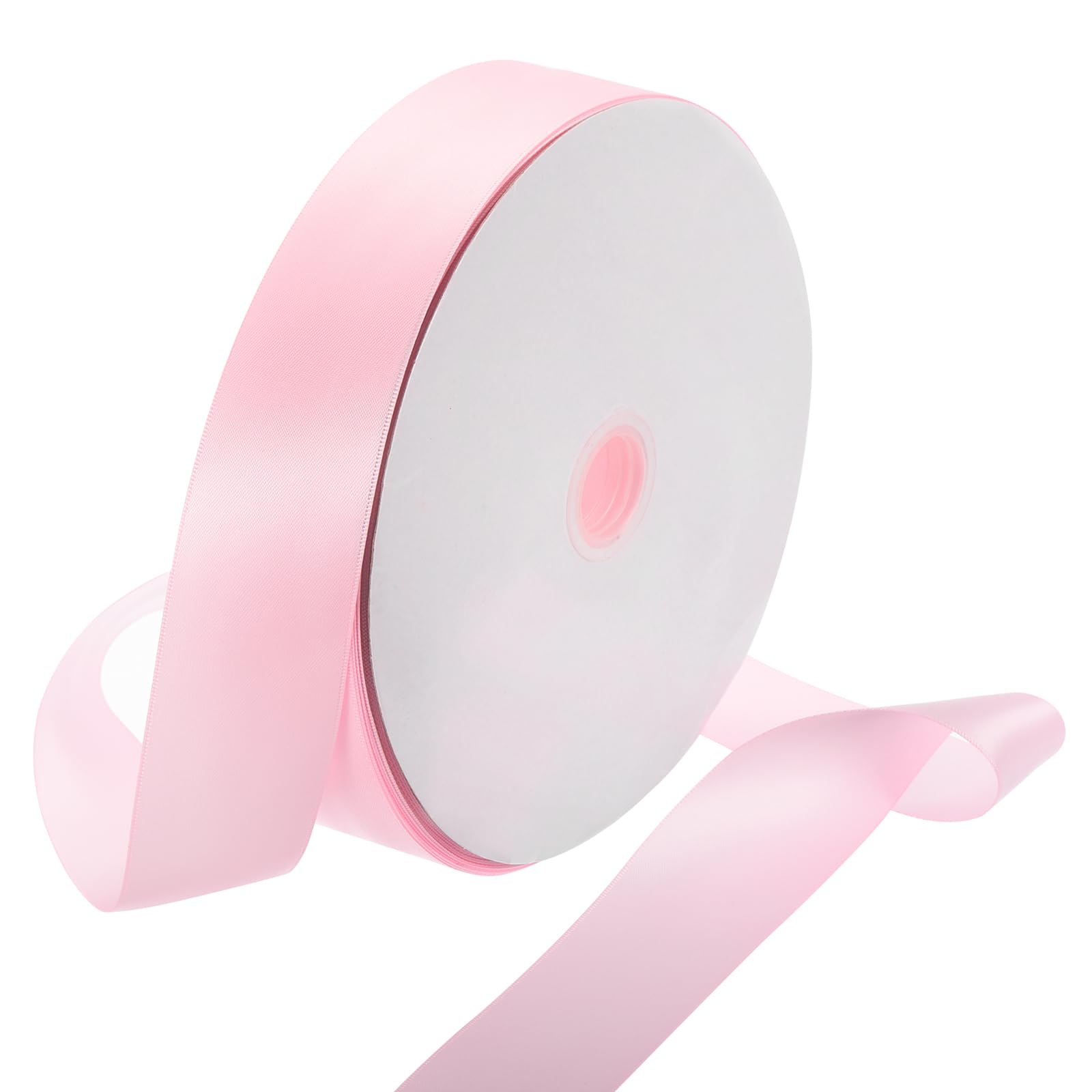 Rebower 3.8cm Satin Ribbon 91m Thick Double Face Grosgrain Silk Ribbon, [for Gift Wrapping, Hair Bows, Wedding, Cake, Flower] - 100 Yard/300ft/ Pale Pink