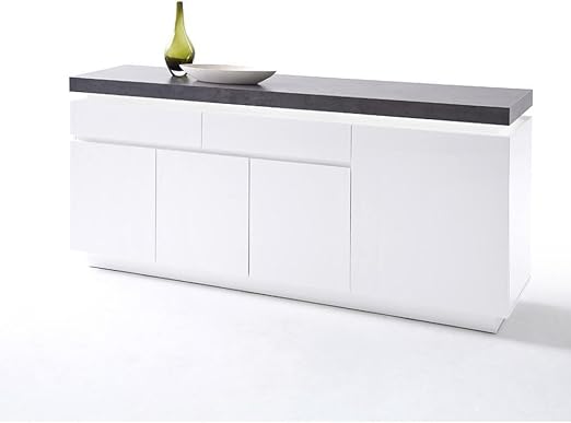 Unbekannt Sideboard Atlanta Mca Weiss Matt Beton Grau Weiss Holz Amazon De Kuche Haushalt
