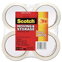 Scotch Long Lasting Storage Packaging Tape, 1.88 Inches x 54.6 Yards, 4 Rolls (3650-4)