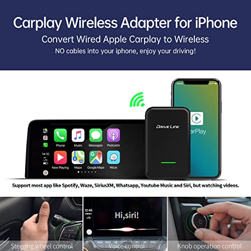 Carplay Wireless Adapter for iPhone Works with OEM Wired Apple Carplay
