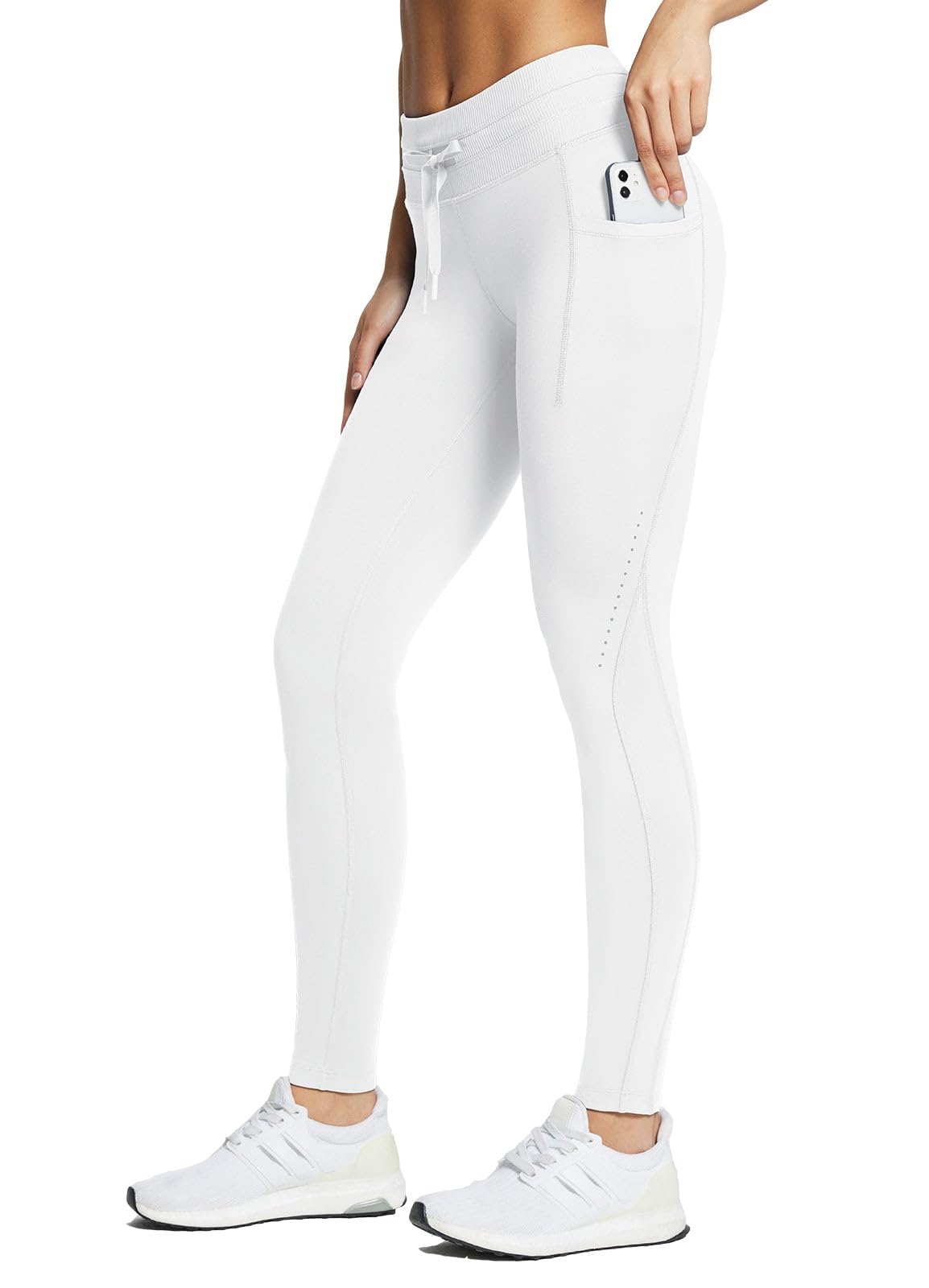 Photo 1 of baleaf Fleece Lined Leggings Women Thermal Warm Winter Tights Waterproof High Waisted Ski Hiking Pants Gear with Pockets White S