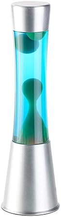 Lunartec Lava Lamp: Lavalampe mit blauer Flüssigkeit & grünem Wachs, Glas & Aluminium (Lavalampen Retro)