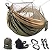 Single & Double Camping Hammock with Mosquito/Bug Net, 12ft Hammock Tree Straps & Carabiners | Easy Assembly | Portable Parachute Nylon Hammock for Camping, Backpacking, Survival, Travel & More