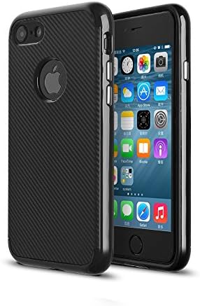 iPhone 7 Case, MINIMALISM 2 in 1 Ultra Thin and Slim TPU Shockproof Protective Case Coated Carbon Fiber Finish Surface with PC Hard Frame for Apple iPhone 7 (4.7')(2016) -- Black