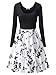 HuHot Women's Vintage Scoop Neck Long Sleeve A-line Cocktail Party Midi Dress