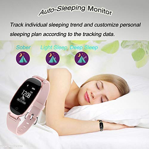 Kingkok Elegant Waterproof Fitness Tracker for Women Smart Bluetooth Pedometer Watch Band Multi-Mode Wireless Activity Tracker Bracelet [Rosegold] - Thumbnail 4