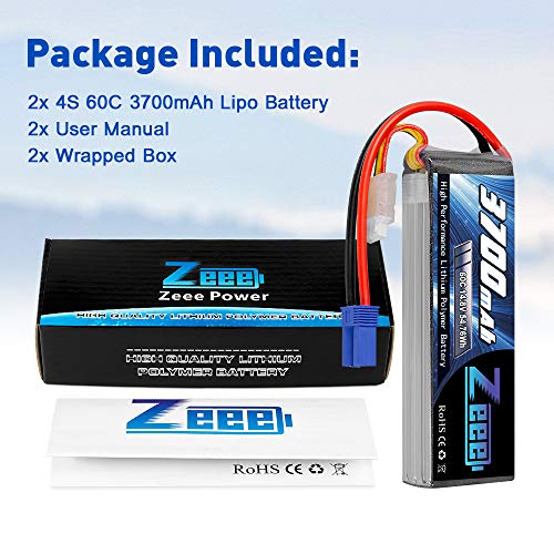 Zeee 4S Lipo Akku 14,8V 3700mAh 60C RC Lipo Batterien mit EC5 Stecker für UAV Drones FPV Rennrad Quadcopters Flugzeug… – Bild 8