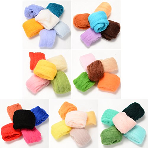 Adeeing Needle Felting Wool Roving Fibre Wool Yarn Roving Set of 36 Colors for Hand Spinning DIY Craft Materials - Thumbnail 3