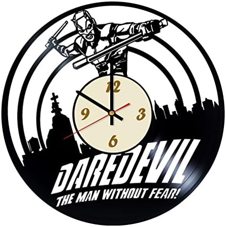 Daredevil Vinyl Record Wall Clock/Original Gift Idea for Him or Her, Boys or Girls/Cool Home Decor Wall Art/Bedroom Nursery Living Room Kitchen Clock