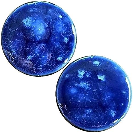 Pair - Celestial Blue Ceramic Glass Ear Plugs with Essential Oils Diffuser for Scented Gauges (24mm l 15/16in)