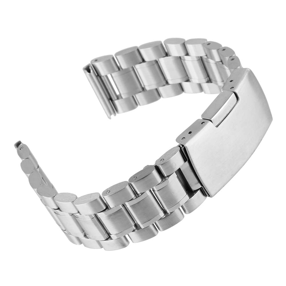Weimob Unisex Stainless Steel Watch Strap Black/Silver with Folding Clasp Length Adjustable 14 mm/16 mm/18 mm/20 mm/22 mm/24 mm/26 mm wa005bks Disposable, silver, 20mm, Bracelet
