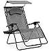 Best Choice Products Oversized Zero Gravity Reclining Lounge Patio Chairs w/Folding Canopy Shade and Cup Holder (Gray)