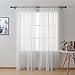Deconovo White Rod Pocket Dots Printed Linen Look Volie Sheer Window Curtain for Bedroom, 52x84 Inch, Silver